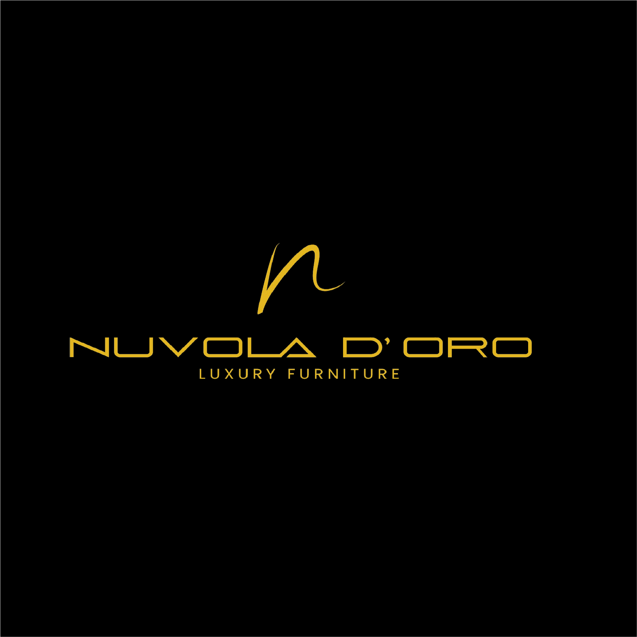 Nuvola D'Oro luxury furniture brand identity in gold against black